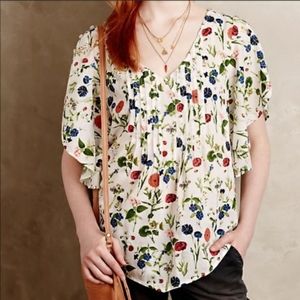 Anthropologie Maeve Floral Wildflower Pleated  Top